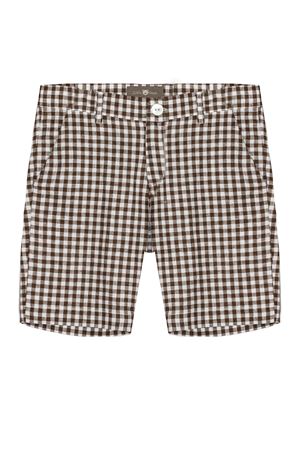 Bermuda a quadri in cotone e lino marrone e bianco LITTLE BEAR KIDS | 3218QUADROMORO